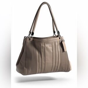 EUC Coach Madison Pintuck Leather Cafe Carryall - Grey Birch and Dust Bag